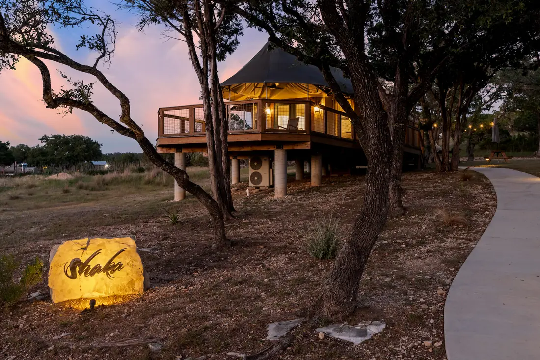 Spoon Mountain Glamping safari tent in Wimberley, Texas