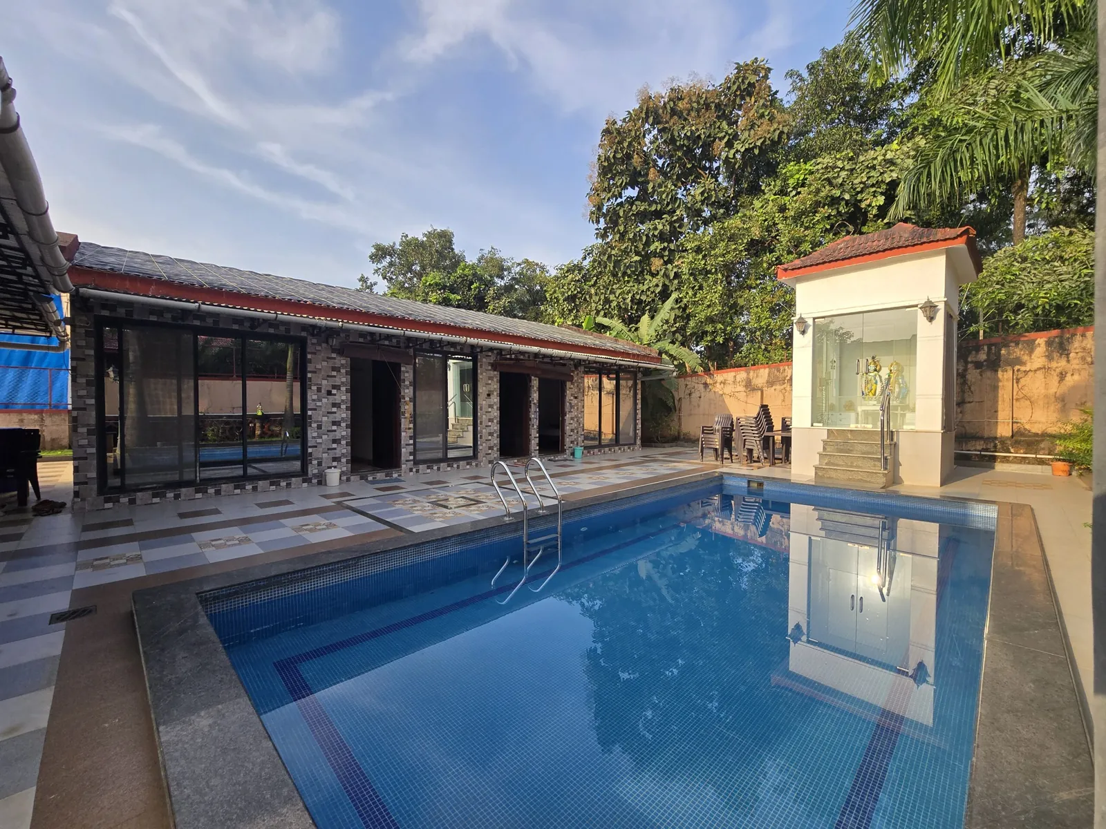 Gokul Villa in Karjat: the villa, its private pool and the shrine