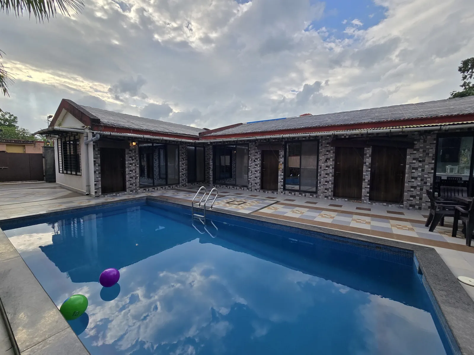 The private pool at Gokul Villa by day